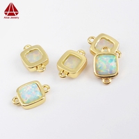 Pendentif en laiton plaqué or 18 carats avec opale synthétique ovale, connecteurs en opale de feu blanche pour collier, bracelet, bricolage (vente en gros)