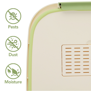 Conteneur de stockage d'aliments pour animaux de compagnie avec roues Grande poubelle à croquettes pour chiens de grande capacité en matériau PP Mangeoire pour animaux de compagnie pour petits animaux - Product Image 2