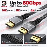 Kabel DFX DP2.1 1.8M hingga 80Gbps 16K 60Hz 8K 240Hz Kabel DP ke DP Berjaring untuk Monitor Gaming Kartu Grafis PC