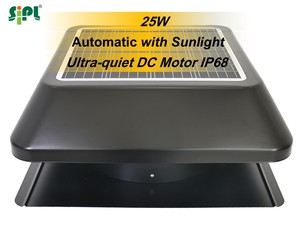 Ventilador de Techo Solar de 25W, Ultra Silencioso, Motor sin Escobillas, IP68, Ventilador de Extracción para Ático, Acero Galvanizado Negro - Product Image 1