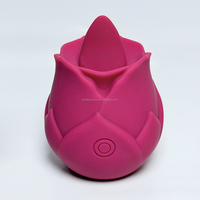Rose Sex Toy Fabrik Großhandel USA Neue Zungen-Vibrationsrose Künstliche Rosen Blume Rot Rosa Erwachsenen-Sexspielzeug Rose