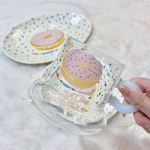 Mug à café en verre avec poignée, style frais et tendance, Yirong <span class=keywords><strong>Tianxia</strong></span>, mini thé de l'après-midi, résistant à la chaleur, motif de dessin animé, grande capacité - Product Image 4