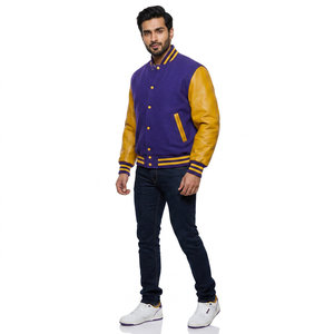 2025 Customizable Men's Long Sleeve Letterman Varsity Jacket Winter OEM New Design Custom Front Embroidery jacket for men - Product Image 1