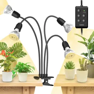 SANSI LED Grow Lights for Indoor PlantsTime Set 600W Full Spectrum Gooseneck Clip Plant Grow Light Plant Light with Timer 4/8/12