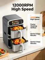 Friteuse à air intelligente multifonctionnelle de grande capacité 12L pour la maison, double compartiment, écran tactile, fenêtre de visualisation, puissance 2800W