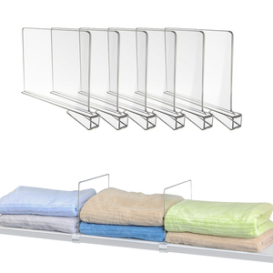 Organisateurs de rangement de vêtements en plastique transparent, 6 pièces, cloisons sans clous, tiroirs, bibliothèque, étagère, diviseur - Product Image 4