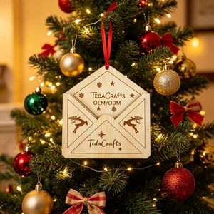 Decorazione Natalizia <span class=keywords><strong>in</strong></span> <span class=keywords><strong>Legno</strong></span> Tagliato al Laser, Lettera per Babbo Natale con Busta, Ornamento <span class=keywords><strong>da</strong></span> Appendere - Product Image 4