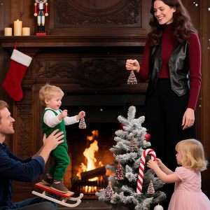 Christmas Hanging Tree Ornaments Acrylic Pendant Candy Cane Gift <b>Box</b> <b>Balloon</b> Party Holiday Decor 12Pcs - Product Image 6