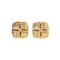 Song Yi OEM Explosive carré torsion croix wrap percé oreille clip femmes vintage géométrique tissage texture boucles d'oreilles