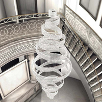 Lustre en cristal à anneaux spirales, luminaire suspendu sur mesure à plusieurs boucles pour hall d'hôtel, atrium et plafond haut