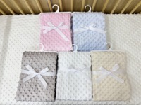 Couverture personnalisée pour bébé en minky à pois, double couche, couverture enveloppante pour nouveau-né, couverture de poussette pour enfants