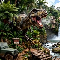 Scène d'aventure cascade animatronique clé en main avec T-Rex pour projets de zoos et de parcs à thème