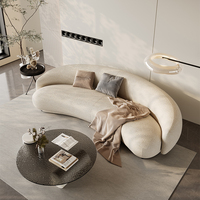 Canapé en tissu bouclé incurvé, style moderne minimaliste, ensemble modulaire en forme de croissant, garni de mousse, couleur crème, pour salon