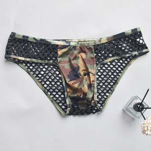 <span class=keywords><strong>String</strong></span> camouflage pour <span class=keywords><strong>homme</strong></span> - Lingerie sexy transparente en coton et élasthanne taille basse |   Sous-vêtements en maille transparente en vrac - Product Image 4