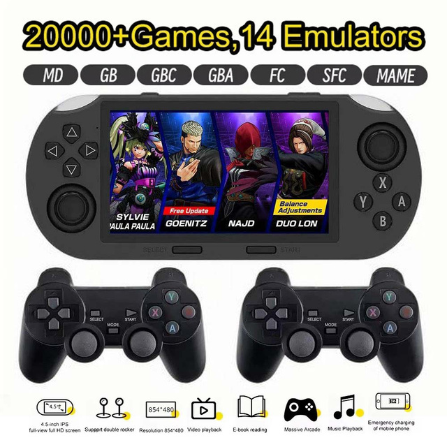 SF3000 14 Emulators Handheld PSP Game Console with 2 Controller 4.5" IPS Screen OTC External Function 64G 20000+ Games Players