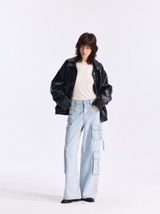 Quần jean nữ YUANBOFEI cạp cao, 9 túi, ống thẳng, ống rộng, chất liệu denim thoáng khí, kiểu dáng xu hướng Y2K, thoải mái và rộng rãi - Product Image 5