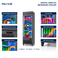 Réfrigérateur à boissons MUXUE avec écran LCD transparent, réfrigérateur à boissons avec porte en verre, congélateur vertical
