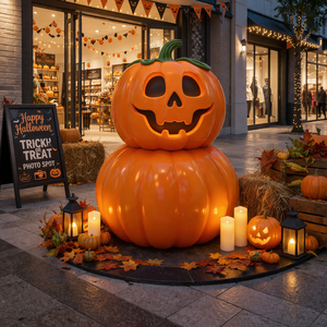 Sculpture géante personnalisée en fibre de verre en forme de citrouille empilée, décoration d'entrée de magasin pour <span class=keywords><strong>Halloween</strong></span>, idéale pour les événements en centre commercial et les points photo - Product Image 2