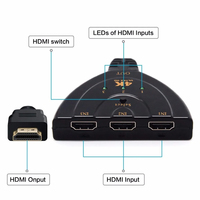Commutateur KVM compatible 4K 2K 3D 3 entrées 1 sortie Mini Hub de commutation vidéo 3 ports 1080P pour DVD HDTV Xbox PS3 PS4