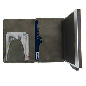 CardHoda Aluminum Minimalist <b>Wallet</b> With <b>RFID</b> <b>Blocking</b> Card Holder Short Fold Design Genuine Leather Lining Unisex - Product Image 2