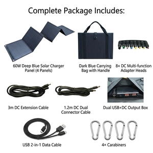 <span class=keywords><strong>60W</strong></span> Tragbares 6-fach Faltbares Monokristallines Solarmodul Wasserdichtes QC3.0 Ladegerät für Outdoor Camping RV 5V-72V Geräte - Product Image 2