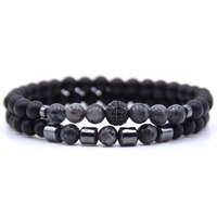 Bijoux fantaisie 2 pièces/ensembles 6 mm Pierre de naissance naturelle Micro pavé CZ 8 mm Breloques boule disco Bracelets perlés Unisexe Tendance Anniversaire