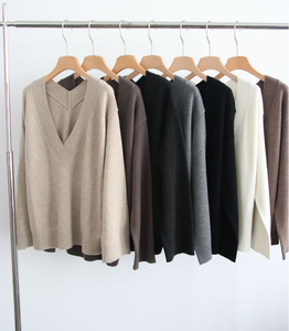 נשים מותאם אישית חסימת צבע סוודר סרוג ניגודיות מגשרים סריגים חולצות סוודרים צוואר צוואר אביב סתיו חורף - Product Image 4