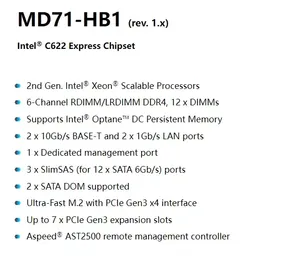 Platform Server Gigabit diperbarui Intel C622 Express Chipset generasi kedua Xeon prosesor dapat diskalakan DDR4 LGA 3647 <span class=keywords><strong>Data</strong></span> soket - Product Image 3