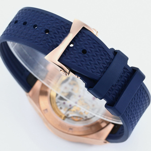 Montre mécanique à tourbillon avec bracelet en cuir bleu de style classique, tendance et élégante, unisexe, boîtier en acier inoxydable haut de gamme - Product Image 6