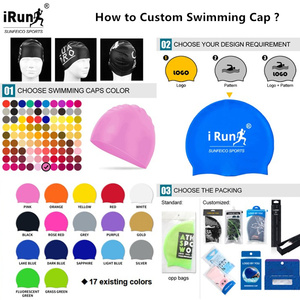 <span class=keywords><strong>IRun</strong></span>, gorro de natación para niños con logotipo personalizado, gorros de piscina de dibujos animados impermeables con estampado para niños, gorro elástico, gorros de natación para adultos - Product Image 5