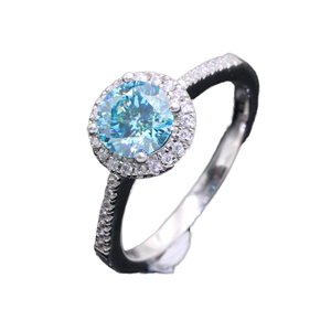 แหวนเงินแท้ 925 ประดับเพชรโมอิสซาไนต์สีเขียว ของขวัญเครื่องประดับ - Product Image 1