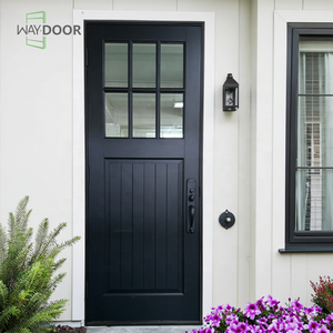 木製ドアカスタムMdfオークマホガニー木製ドアガラスパネル前吊り内装表面仕上げ無垢材フレームルームドア - Product Image 4