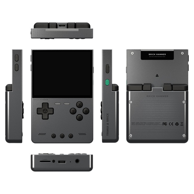 H 128GB Trimui Brick Hammer Handheld Game Console 3.2 Inch Display Linux CNC Precision Machinery Fully Metal Body Portable Wi-Fi