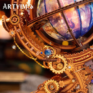 ARTYIMO <span class=keywords><strong>Globe</strong></span> Rotatif Mécanique <span class=keywords><strong>3D</strong></span>, <span class=keywords><strong>Puzzle</strong></span> Métallique Lumineux, Modèle <span class=keywords><strong>Terrestre</strong></span>, Kit d'Assemblage DIY, Sphère Illuminée à Engrenages, Vente en Gros - Product Image 4