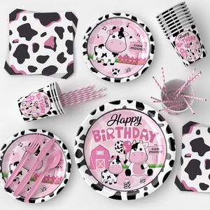 <span class=keywords><strong>Lot</strong></span> de Couverts Jetables Thème Vache Rose pour Anniversaire, pour 24 Personnes - Vente en Gros - Product Image 5