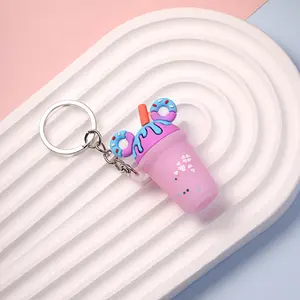 Mignon Boba porte-clés boba lait thé tasse porte-clés doux PVC Boba bébé porte-clés pendentif glace porte-clés enfants étudiants école cadeau