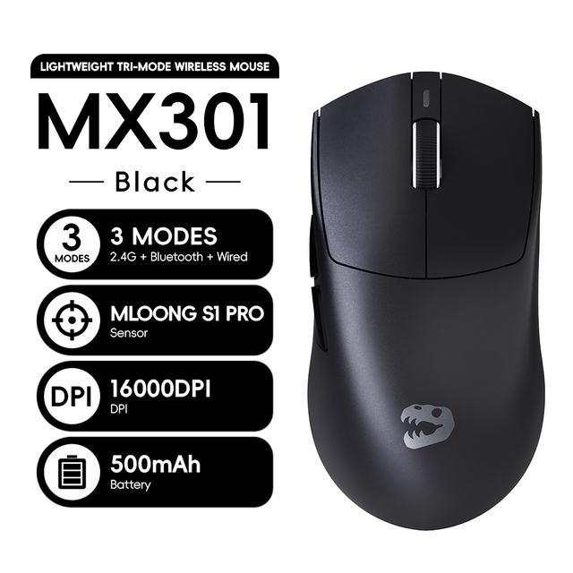 MLOONG Hot Sale MX301 Ultra-Lightweight Wireless Gaming Mouse 1K Polling Rate 16000 DPI 16K Sensor Programmable Gaming Mouse