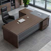 Escritorio Gerencial en Forma de L Minimalista de MFC, Mesa de Computadora Ejecutiva Moderna con Gabinete de Almacenamiento Lateral, Conjunto de Muebles para Oficina Privada en Casa