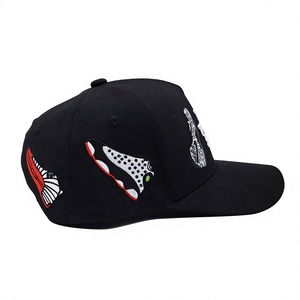 5 <b>Panel</b> Custom Baseball Cap Black Unisex Embroidered Logo Sporty Formal Street Style Common Fabric Image American Cotton Party - Product Image 4