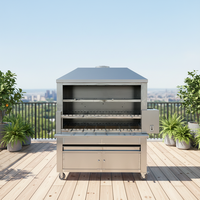Grill rotatif automatique à charbon de bois en acier inoxydable pour brochettes brésiliennes, usage commercial extérieur professionnel pour restaurant et jardin