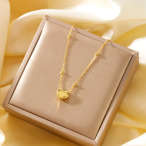 Collier pendentif <span class=keywords><strong>cœur</strong></span> plaqué or 18 carats promotionnel, chaîne en acier inoxydable 316L étanche, bijoux délicats et élégants pour femmes - Product Image 3