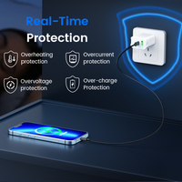 Livraison Rapide Lots de 2 Chargeurs de Téléphone USB Doubles Prise US 20W PD+18W QC Charge Rapide avec Câble USB-C Supplémentaire de 1m pour Appareils Mobiles