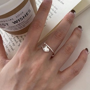 S925 Sterling Silver Heart Shaped <b>Open</b> <b>Ring</b> For Women Simple Elegant Design Everyday Wear Jewelry - Product Image 5