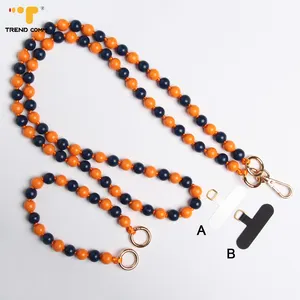 Necklace Chain Natural Wood Hand Beads Long Crossbody Mobile Phone Strap Anti-drop Detachable Chain Custom Accessory