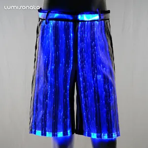 פסטיבל מסיבת מועדון סיבים אופטי מכנסיים LED RGB אור עד היפ הופ מכנסיים זוהר בחושך מכנסיים