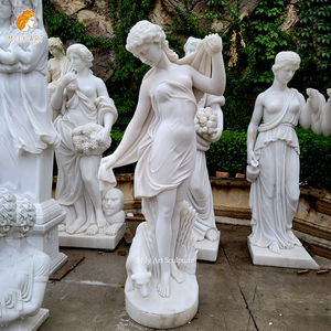 สวนกลางแจ้งชีวิตขนาดธรรมชาติหินมือแกะสลักสีขาวไขมันเลดี้รูปปั้นหินอ่อนประติมากรรม - Product Image 4