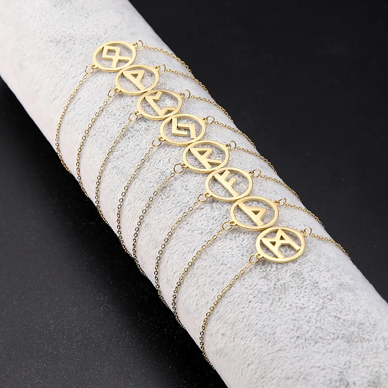 Armband Gold Überzogene 18k Divination Talisman Runes Für Armband Amulett Magie Schmuck Kette Männer Edelstahl Charme Armband