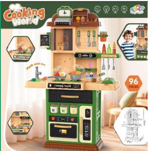 Ensemble de cuisine pour enfants, 96 pièces, jouet de simulation de cuisine double face avec vapeur, eau courante, son et lumière pour les tout-petits - Product Image 6