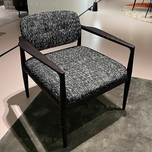 Italian Minimalist Fabric Lounge Chair Solid <b>Wood</b> <b>Frame</b> Tufted Design Living Room Single <b>Sofa</b> Chair - Product Image 1
