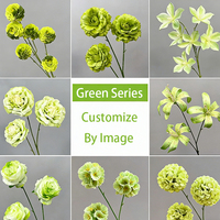 Série Verte : Matériaux pour la création de bouquets de mariage frais et d'arrangements au sol, style forêt, avec fleurs artificielles et accessoires floraux simulés